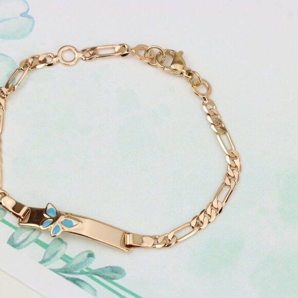 "Elegant Rose Gold Bracelet with Blue Butterfly Charm, XPBL0828 - Picture 4 of 13